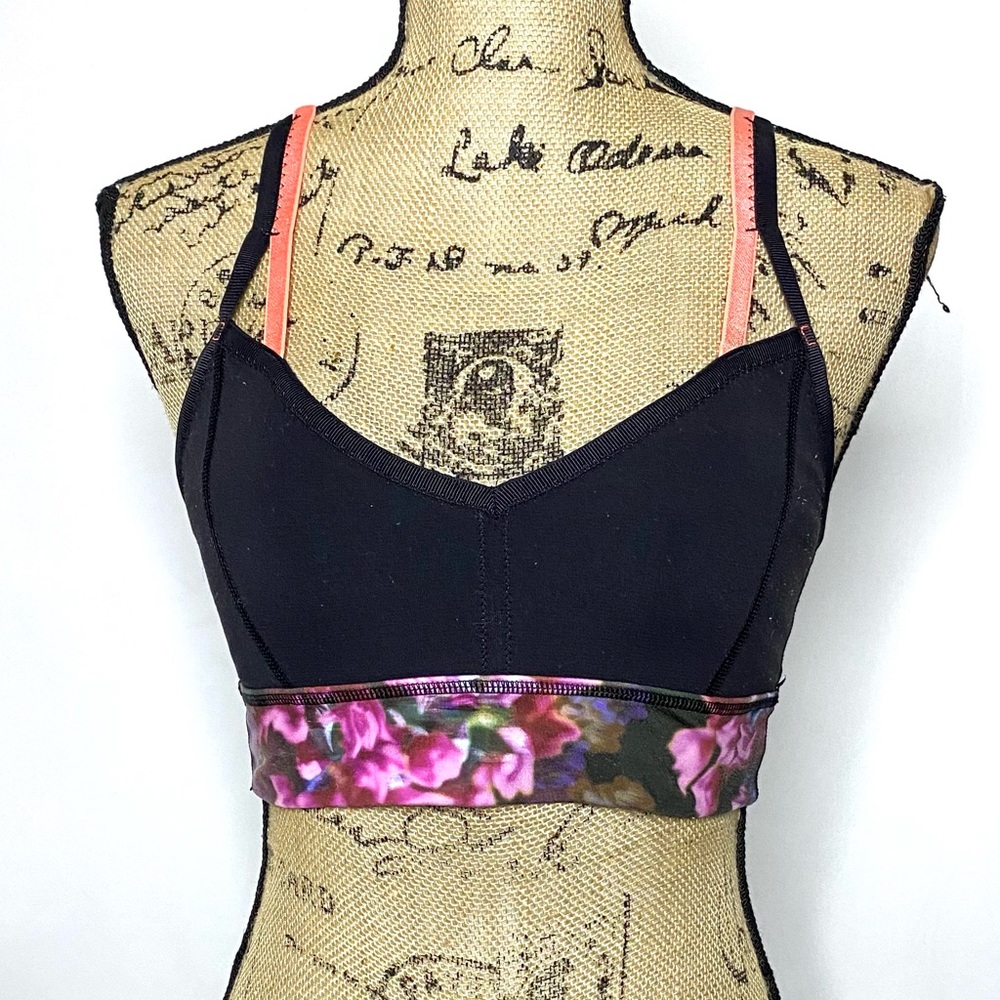 Lululemon Black Pink Floral Sports Bra